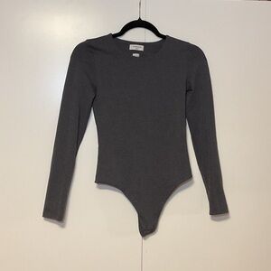 Aritzia Gray Long Sleeve Bodysuit